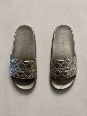 bebe Metallic Slide Sandals